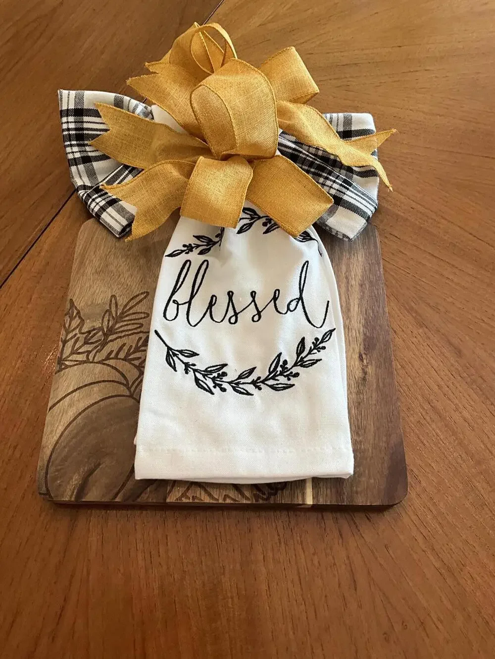 Wood Cutting Board Tea Towel Home Decor Gift